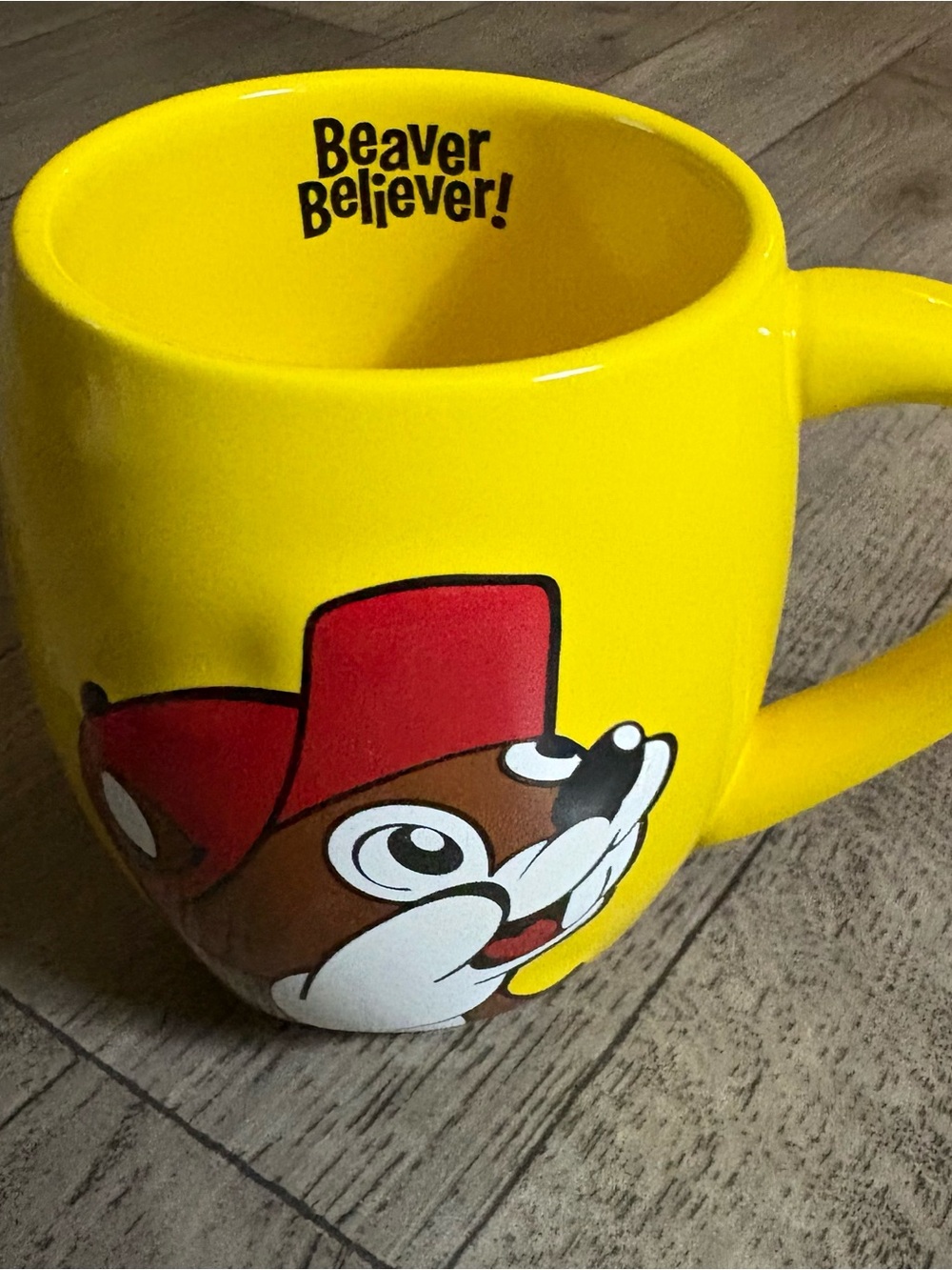 Buc-Ees Beaver Believer! Large Yellow Ceramic Mug